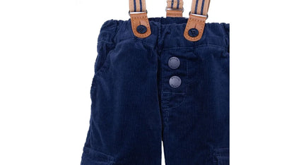 Pantalón Bebé Niño Cotelé con Suspensores Azul