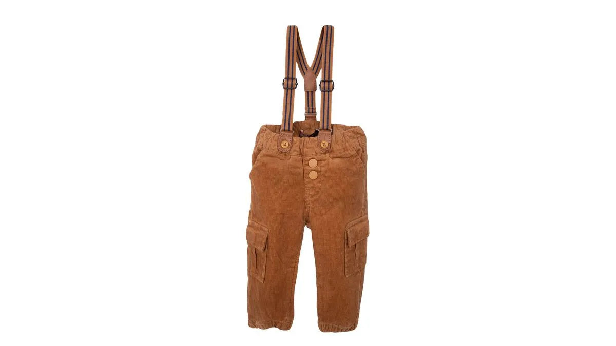 Pantalón Bebé Niño Cotelé con Suspensores Café