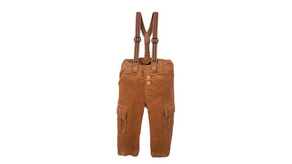 Pantalón Bebé Niño Cotelé con Suspensores Café