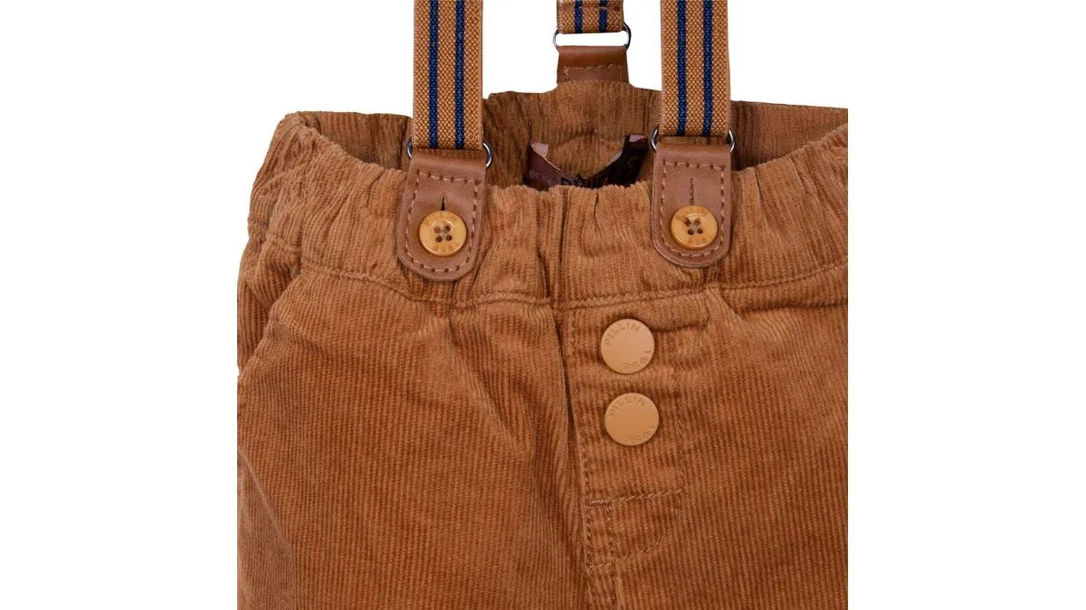 Pantalón Bebé Niño Cotelé con Suspensores Café