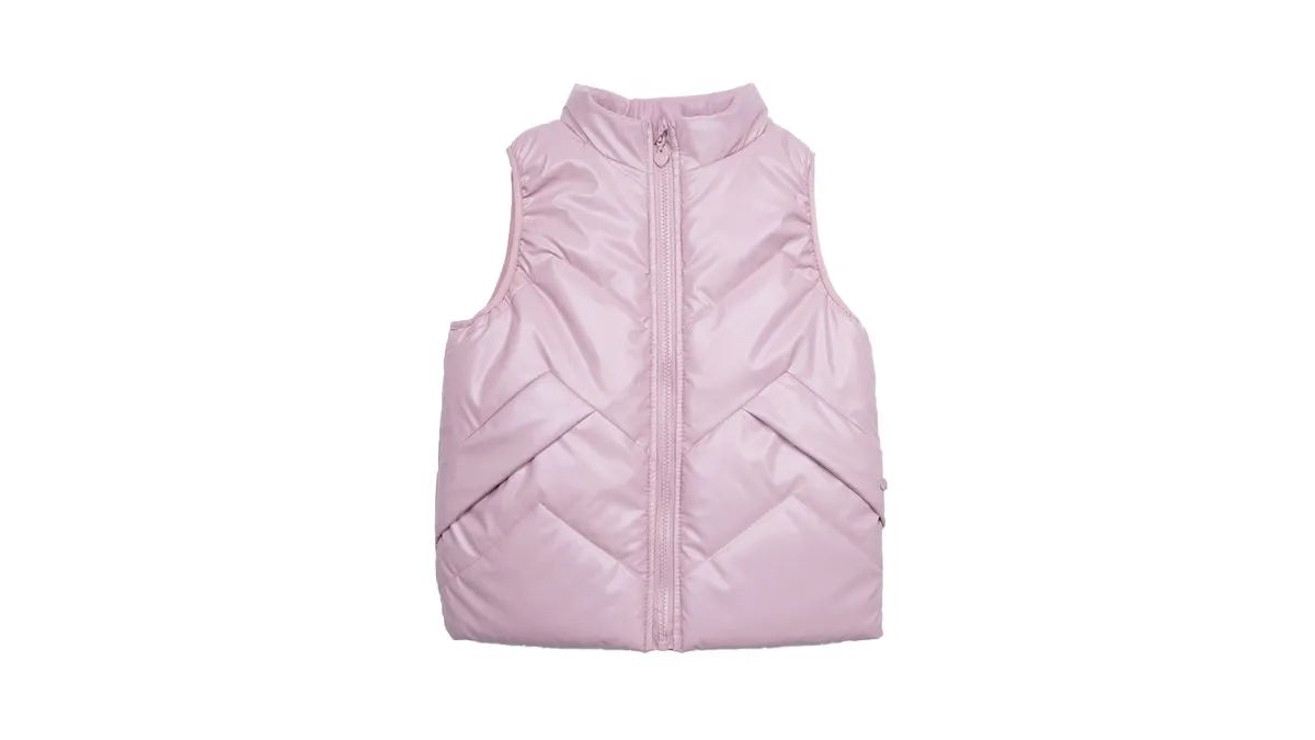Parka Niña Puffer Sin Mangas Rosado