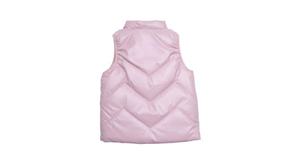 Parka Niña Puffer Sin Mangas Rosado