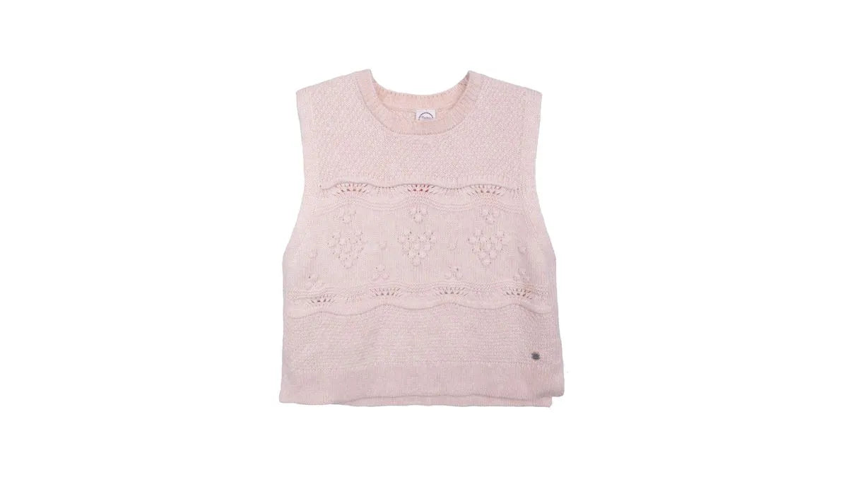Chaleco Niña Sin Mangas Cuello Redondo Beige