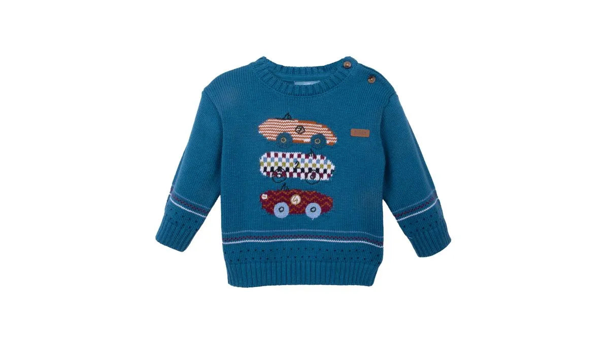 Chaleco Bebé Niño Cerrado Diseño Autitos Azul