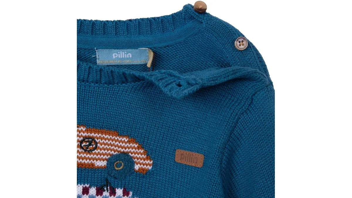 Chaleco Bebé Niño Cerrado Diseño Autitos Azul