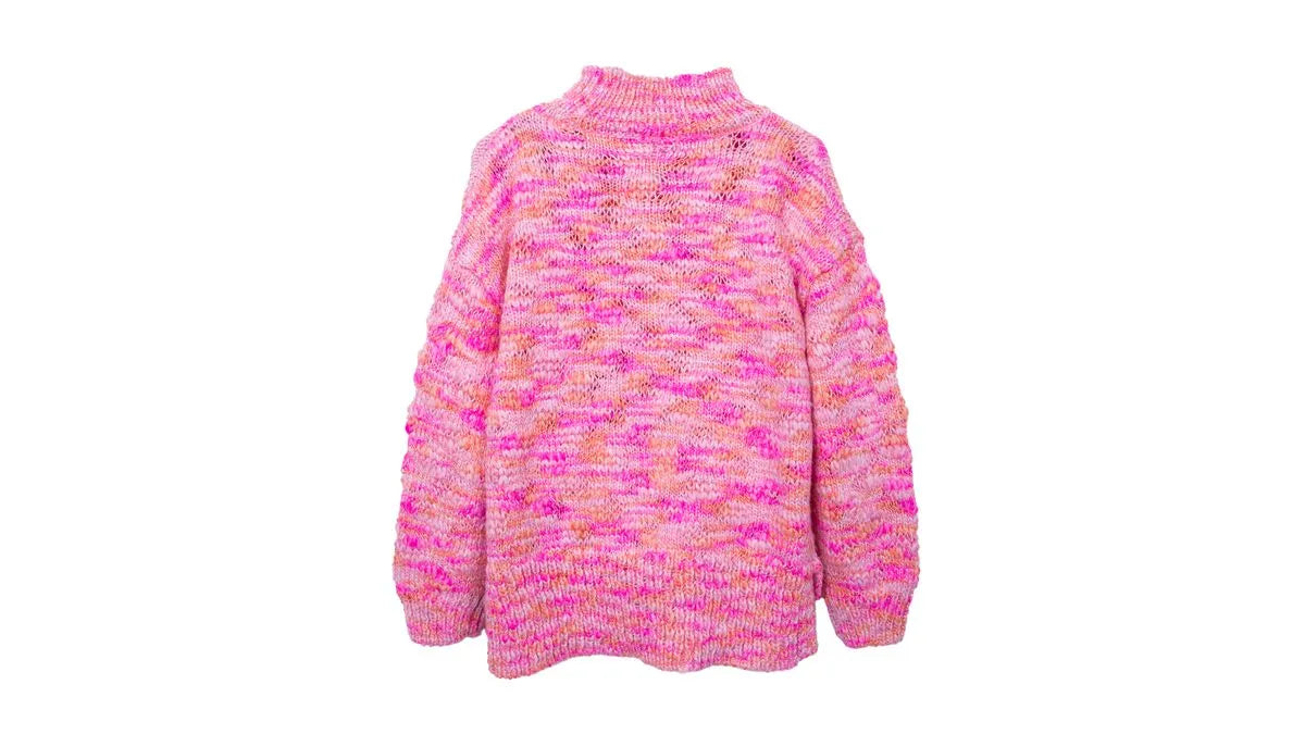 Chaleco Niña Cerrado Grueso Cuello Alto Rosado
