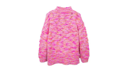 Chaleco Niña Cerrado Grueso Cuello Alto Rosado