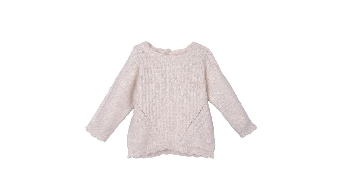 Chaleco Bebé Niña Cerrado Cuello Redondo Crudo