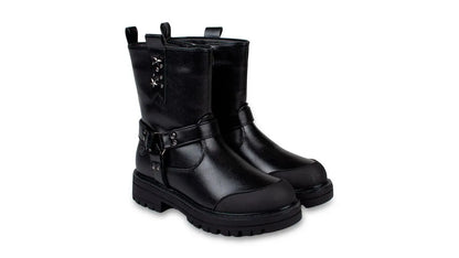 Bota Niña Biker Hebilla Negro