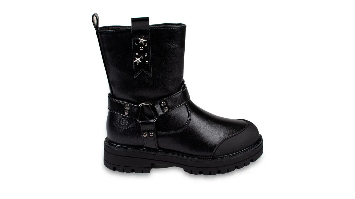 Bota Niña Biker Hebilla Negro