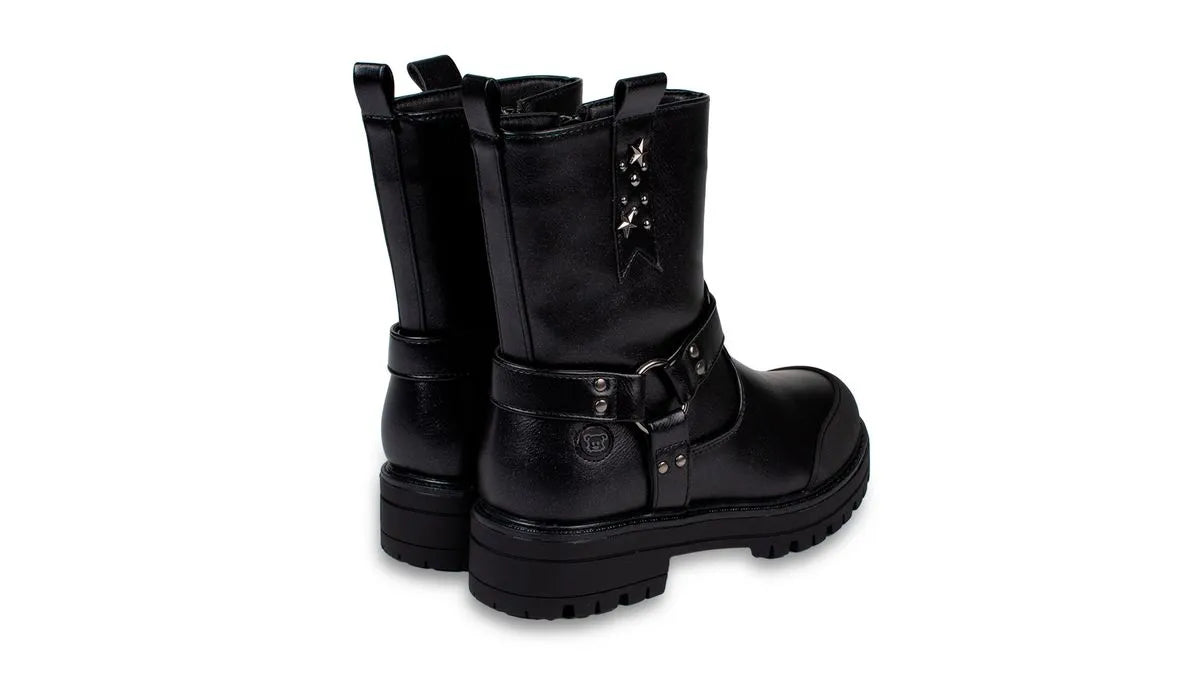 Bota Niña Biker Hebilla Negro