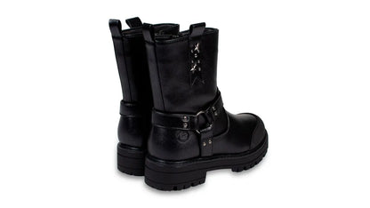 Bota Niña Biker Hebilla Negro