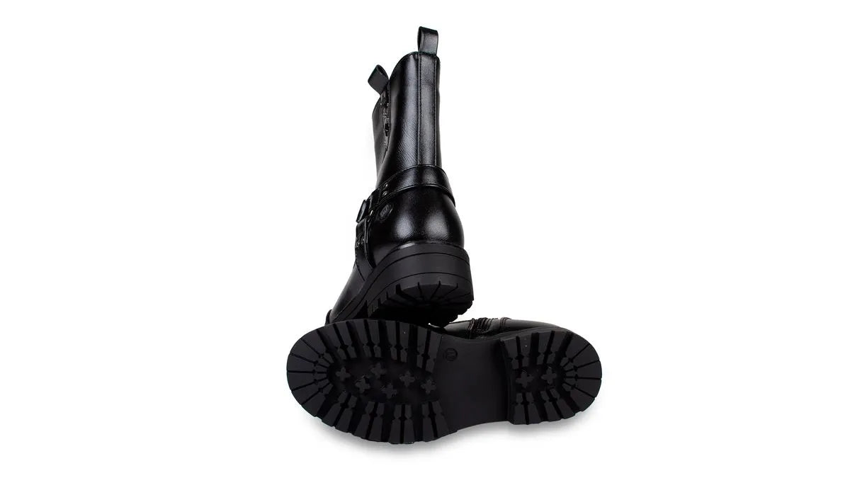 Bota Niña Biker Hebilla Negro