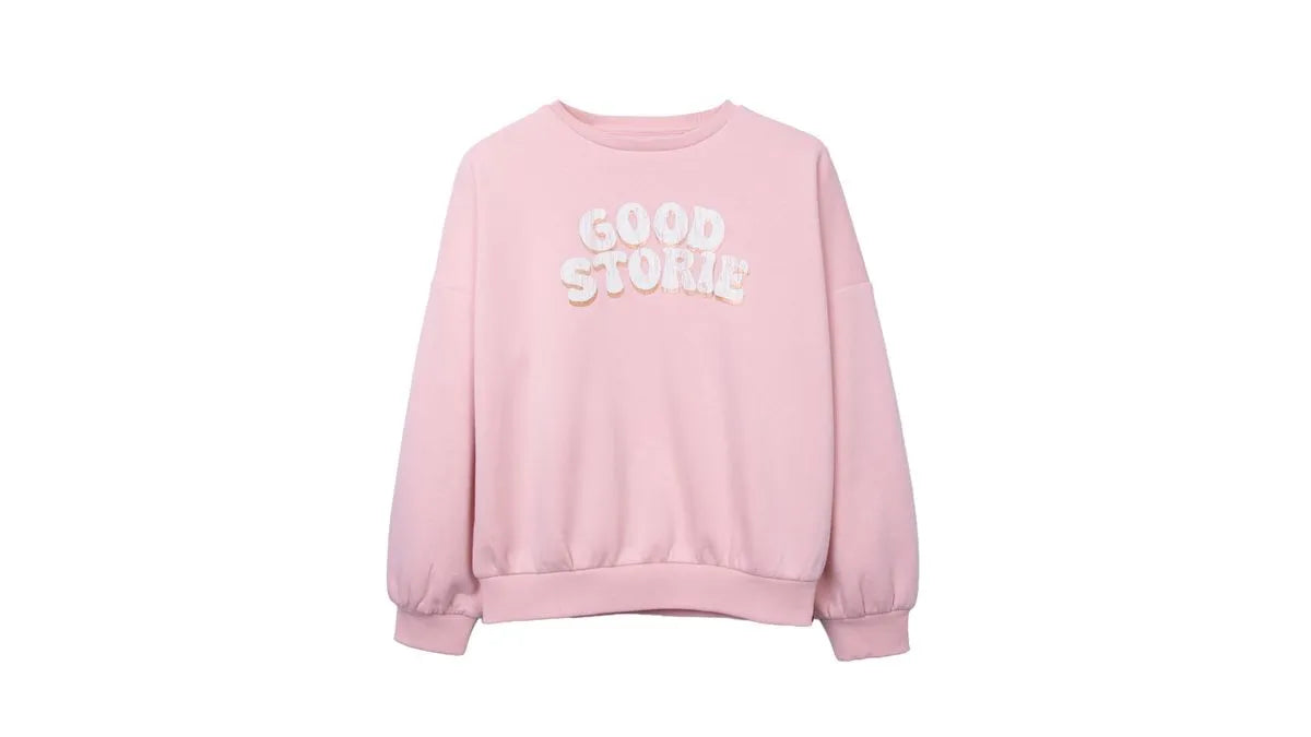 Polerón Niña Cuello Redondo con Estampado Rosado