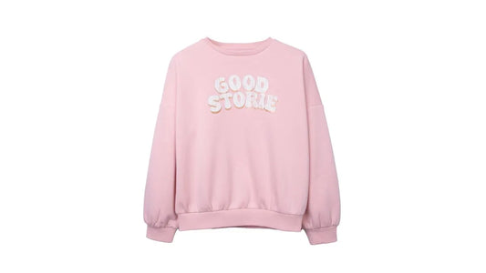 Polerón Niña Cuello Redondo con Estampado Rosado