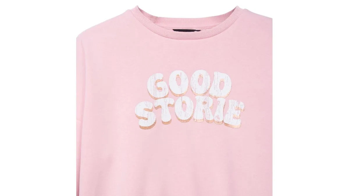 Polerón Niña Cuello Redondo con Estampado Rosado