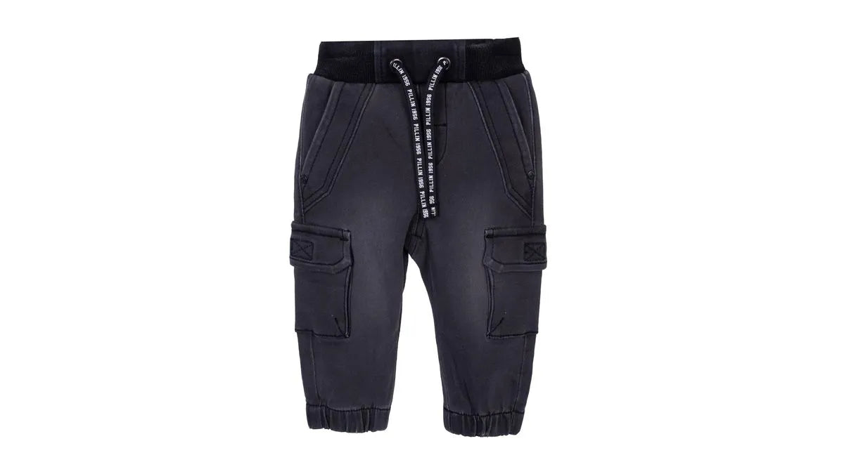 Jeans Bebé Niño Jogger Cargo Cintura Ajustable Negro