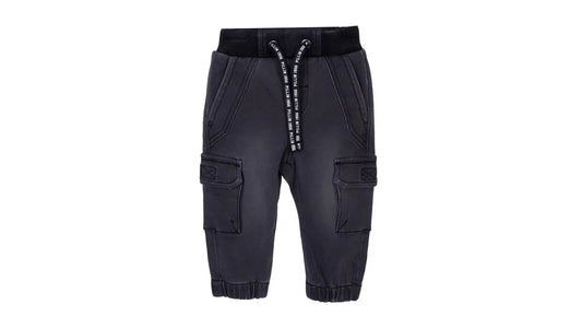 Jeans Bebé Niño Jogger Cargo Cintura Ajustable Negro