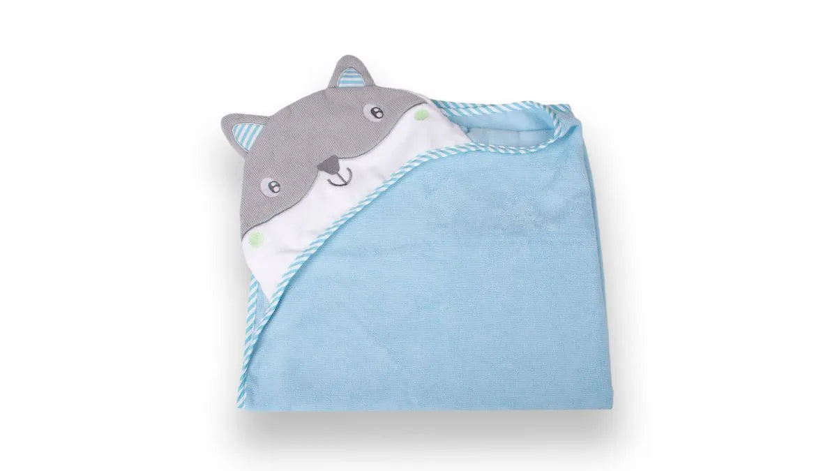 Salida de Baño  Bebé Niño con 5 toallitas Celeste