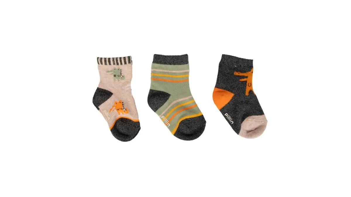 calcetines-niño-bebe-dinosaurio-naranjo-