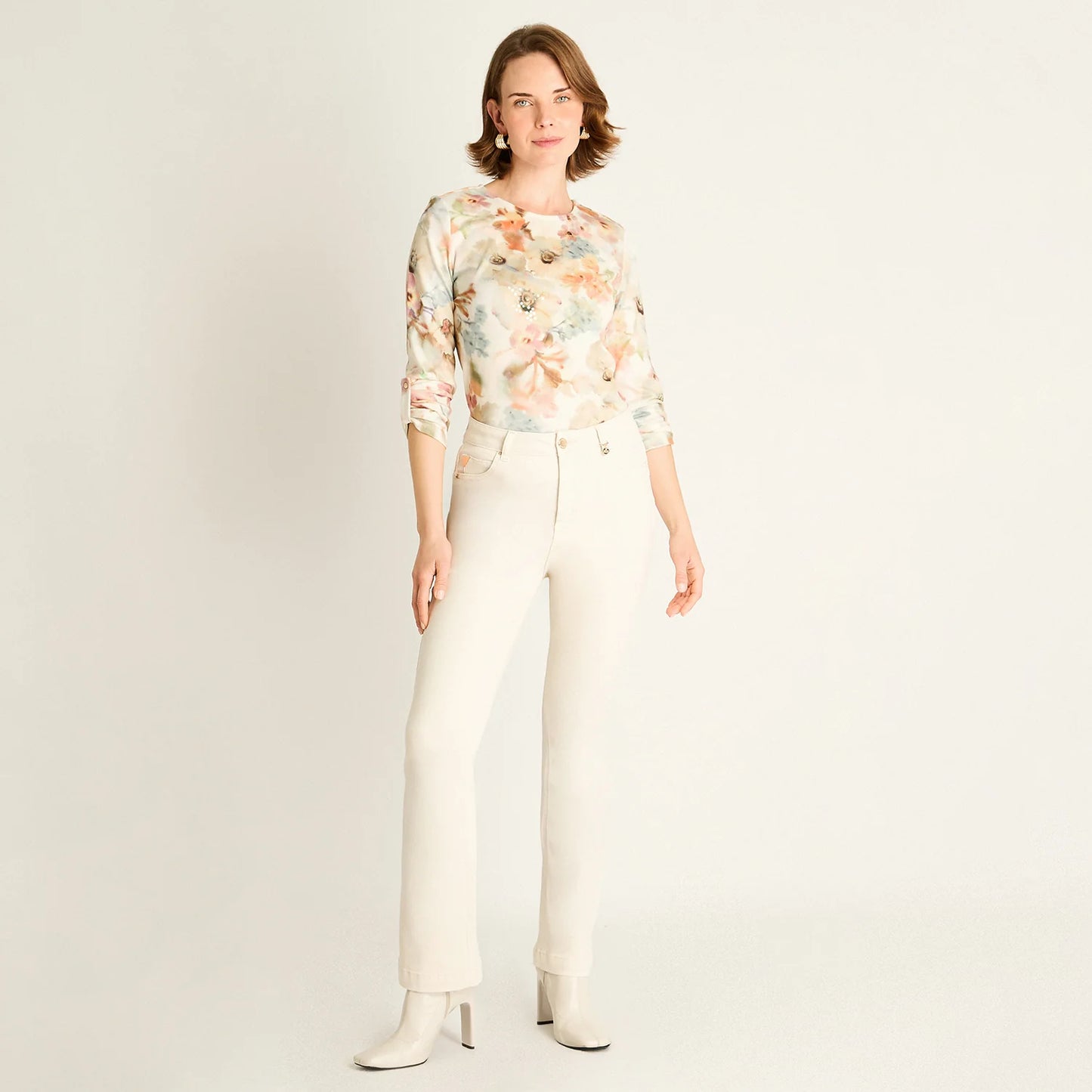 Jeans Mujer Arena Corte Flare