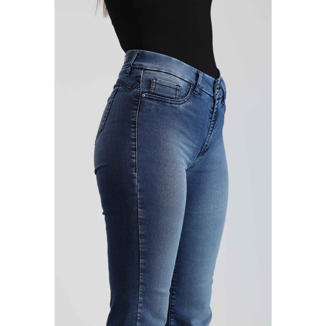 Jeans Mujer Tiro Medio Oxford Azul 4002