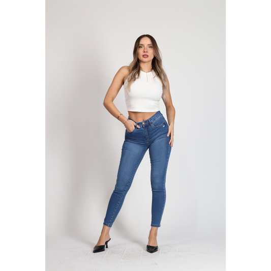 Jeans Mujer Jeans Flare De Tiro 4007 Azul