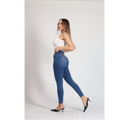 Jeans Mujer Jeans Flare De Tiro 4007 Azul