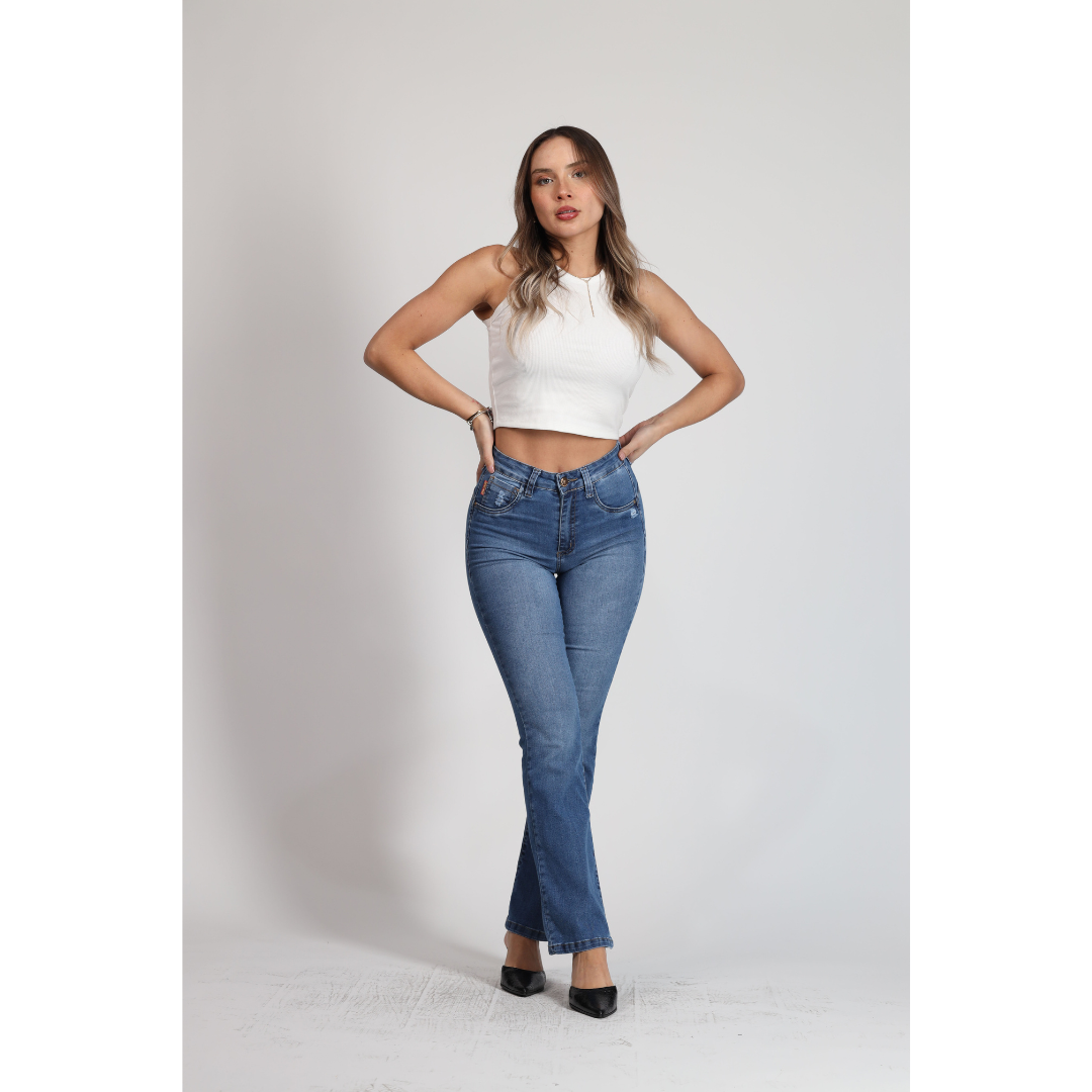 Jeans Mujer Cintura Oxford Azul 4009