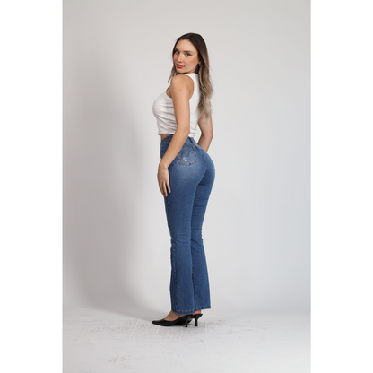 Jeans Mujer Cintura Oxford Azul 4009