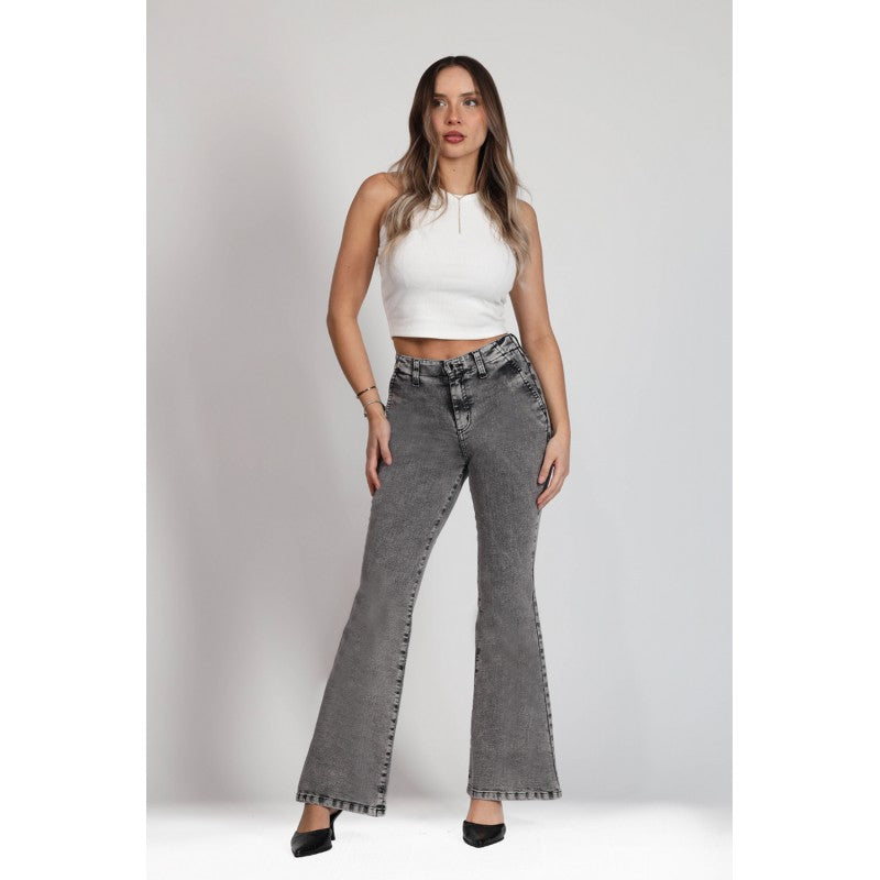 Jeans Mujer Flare 4011 Gris