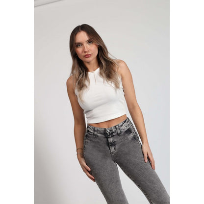 Jeans Mujer Flare 4011 Gris