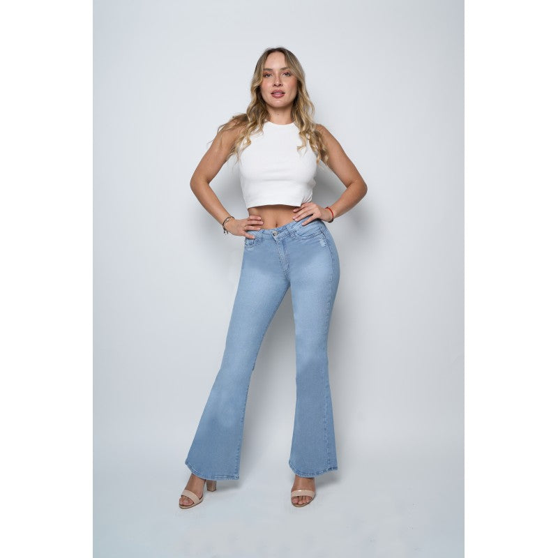 Jeans Mujer Flare 4029 Celeste