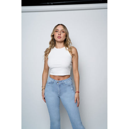 Jeans Mujer Flare 4029 Celeste