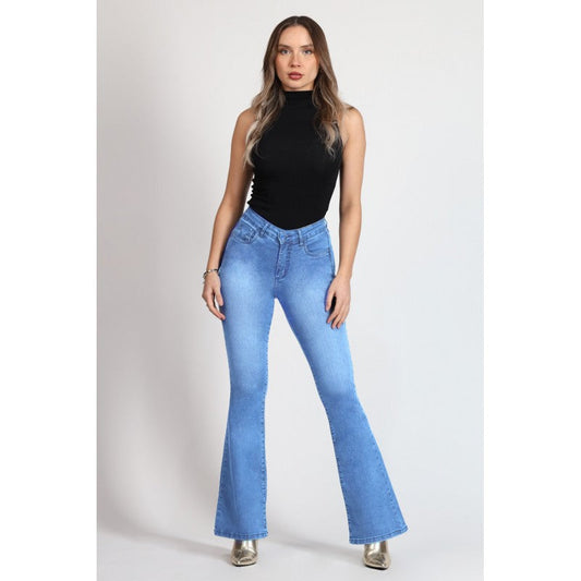 Jeans Mujer Flare efecto faja 4044 Azul