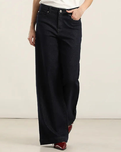 Jeans Mujer Palazzo Fantasia Lurex Indigo