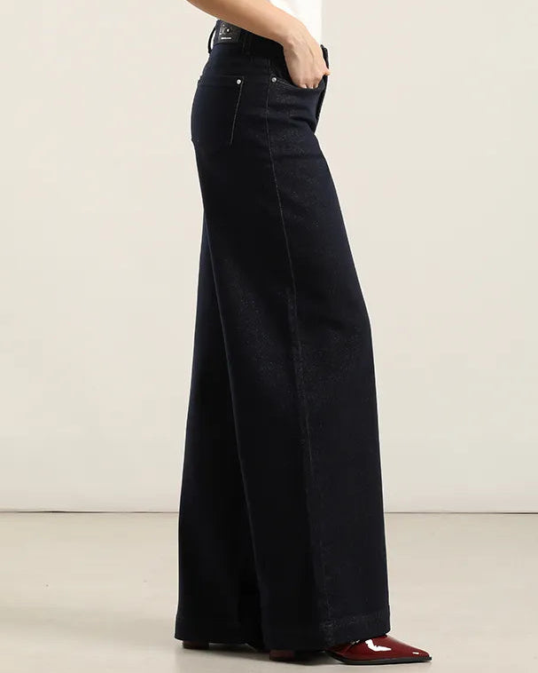 Jeans Mujer Palazzo Fantasia Lurex Indigo