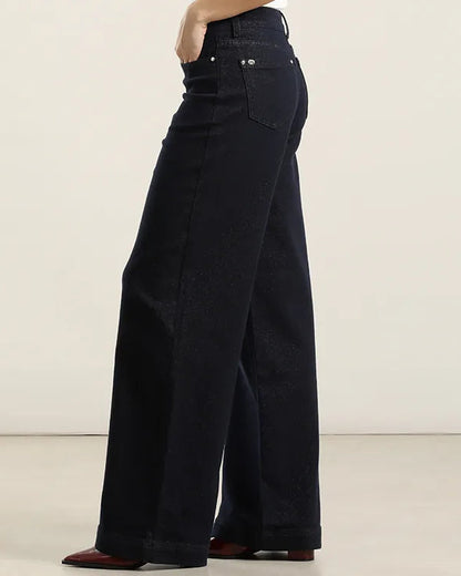 Jeans Mujer Palazzo Fantasia Lurex Indigo