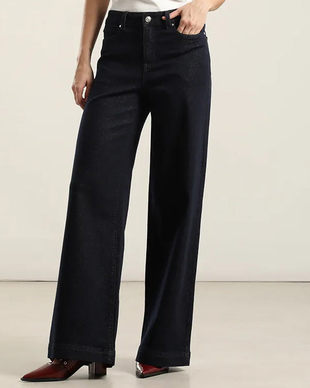 Jeans Mujer Palazzo Fantasia Lurex Indigo