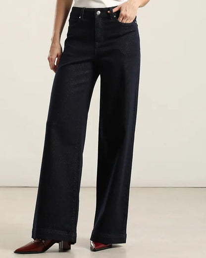 Jeans Mujer Palazzo Fantasia Lurex Indigo