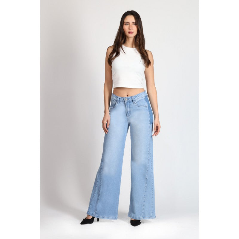 Jeans Mujer Palazzo Push Up 4001 Celeste