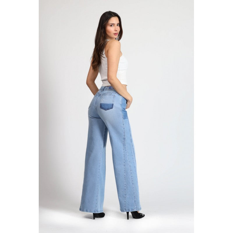 Jeans Mujer Palazzo Push Up 4001 Celeste