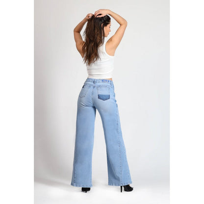 Jeans Mujer Palazzo Push Up 4001 Celeste