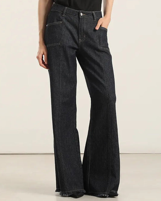 Jeans Mujer Palazzo Tiro Medio Indigo
