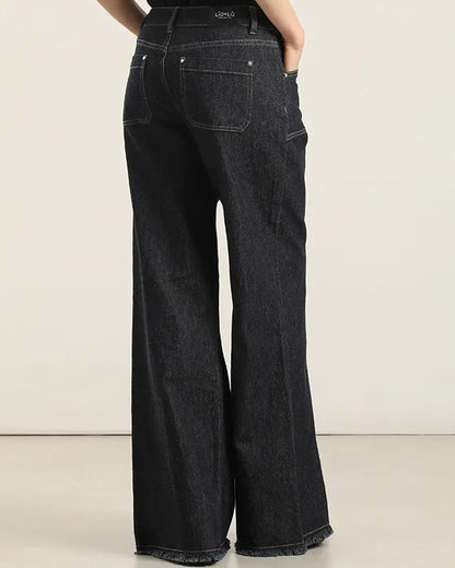 Jeans Mujer Palazzo Tiro Medio Indigo