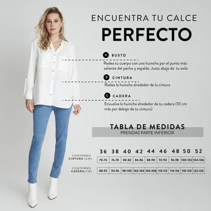 Jeans Mujer Straight Azul 3 Botones