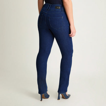 Jeans Mujer Straight Azul 3 Botones