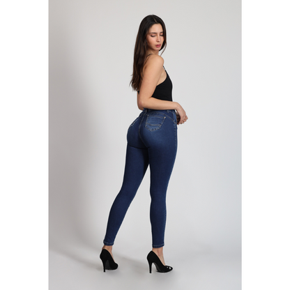 Jeans Mujer Cintura Tobillero Azul 4017
