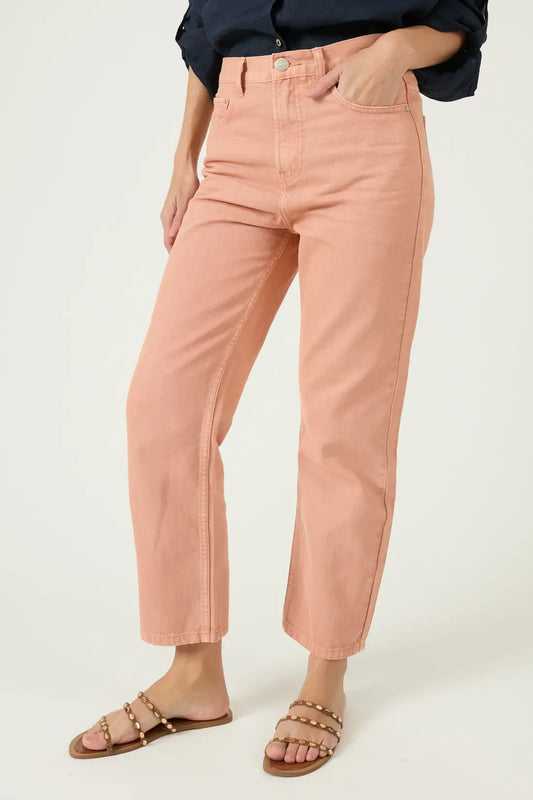 Jeans Mujer Crop Recto Camel