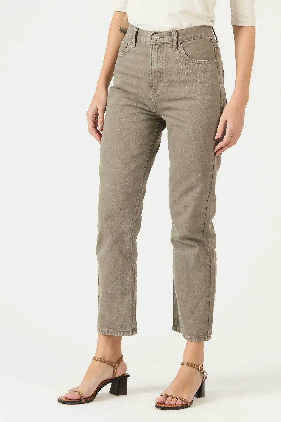 Jeans Mujer Crop Recto Verde